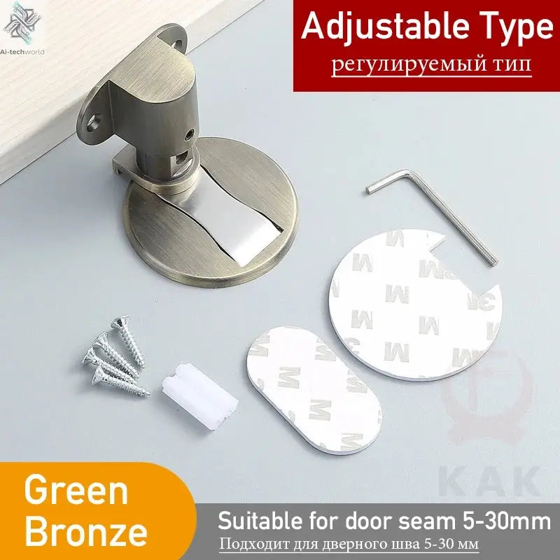 KAK Adjustable Door Stop Punch-free Magnetic Door Stopper Zinc Alloy Anti-collision Door Holder Hidden Doorstop Door Hardware Ai-TechWorld 