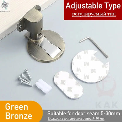KAK Adjustable Door Stop Punch-free Magnetic Door Stopper Zinc Alloy Anti-collision Door Holder Hidden Doorstop Door Hardware Ai-TechWorld 