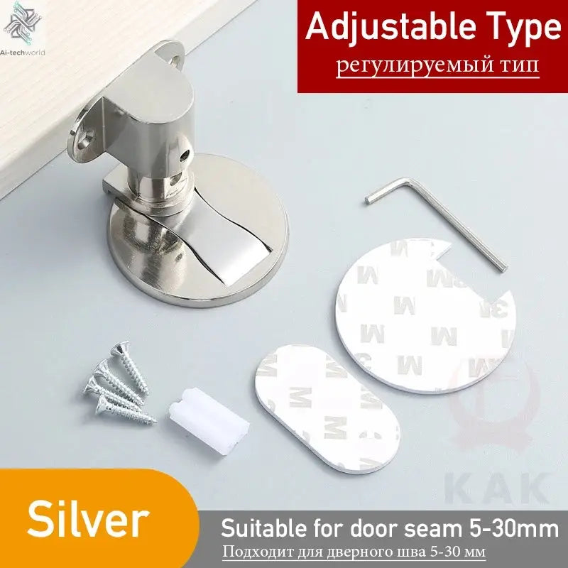 KAK Adjustable Door Stop Punch-free Magnetic Door Stopper Zinc Alloy Anti-collision Door Holder Hidden Doorstop Door Hardware Ai-TechWorld 