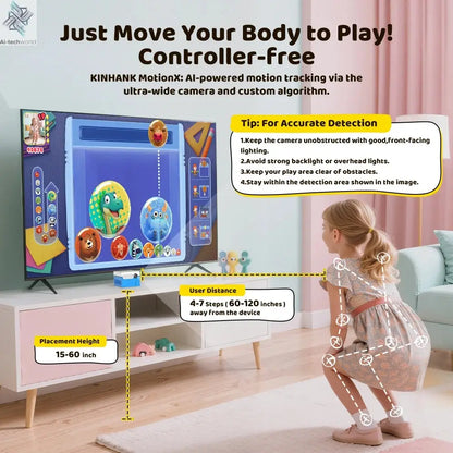 KINHANK MotionX Video Game Console for Kids & Families Ongoing Updates Kids Toy Active Play System Indoor Physical Activity Ai-TechWorld 