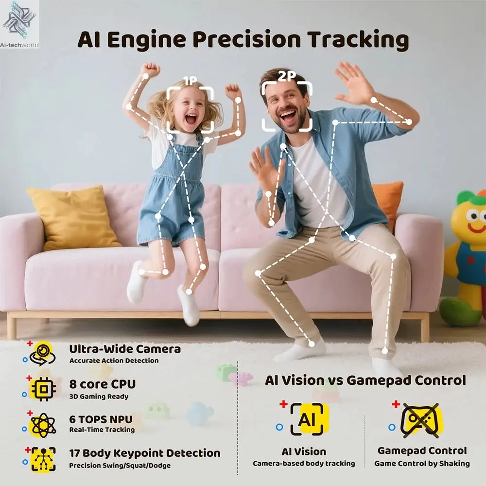 KINHANK MotionX Video Game Console for Kids & Families Ongoing Updates Kids Toy Active Play System Indoor Physical Activity Ai-TechWorld 