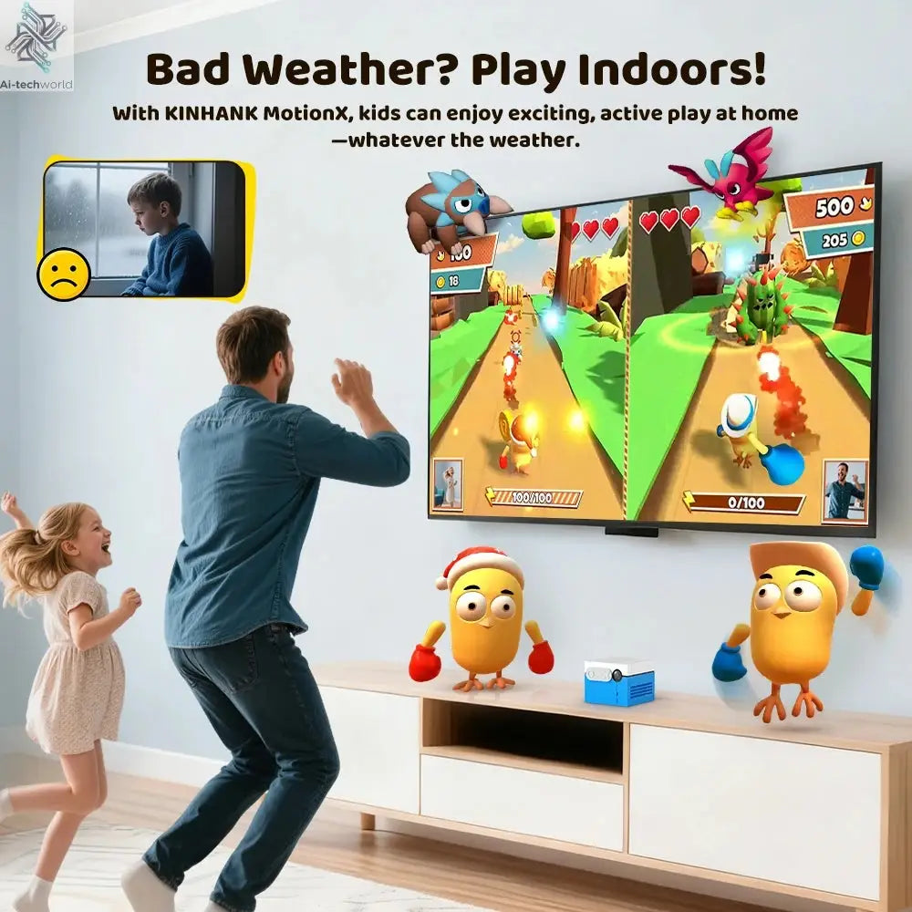 KINHANK MotionX Video Game Console for Kids & Families Ongoing Updates Kids Toy Active Play System Indoor Physical Activity Ai-TechWorld 