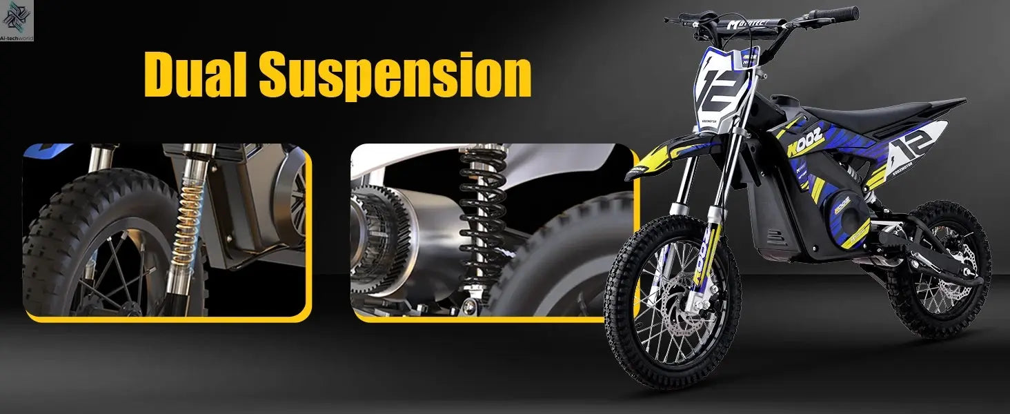 KOOZ HP112E PRO 36V 1000W Electric Motorcycle for Kids, Electric Dirt Bike Up to 20.6 MPH & 19 Miles Long-Range,UL 2849. Ai-TechWorld 