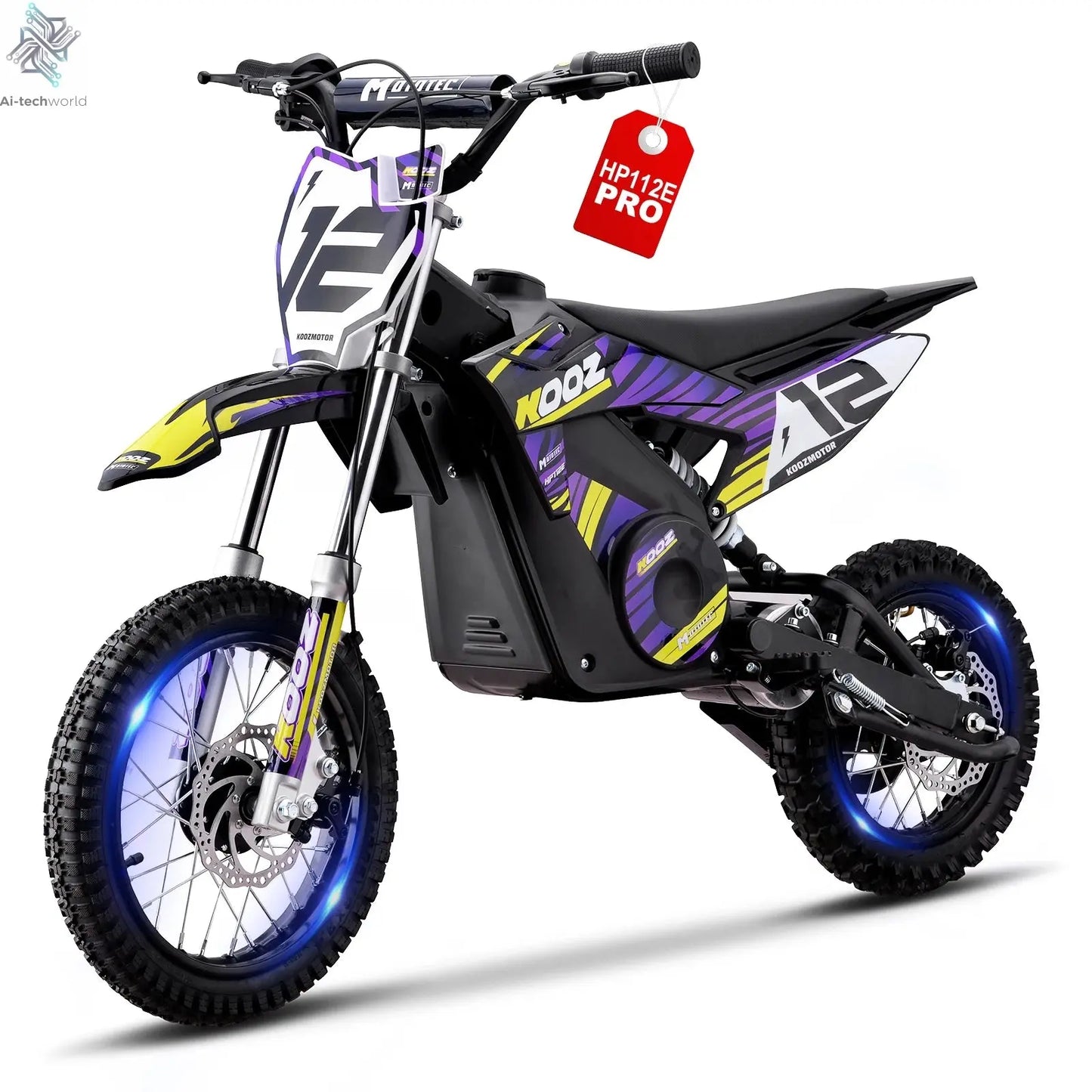 KOOZ HP112E PRO 36V 1000W Electric Motorcycle for Kids, Electric Dirt Bike Up to 20.6 MPH & 19 Miles Long-Range,UL 2849. Ai-TechWorld 