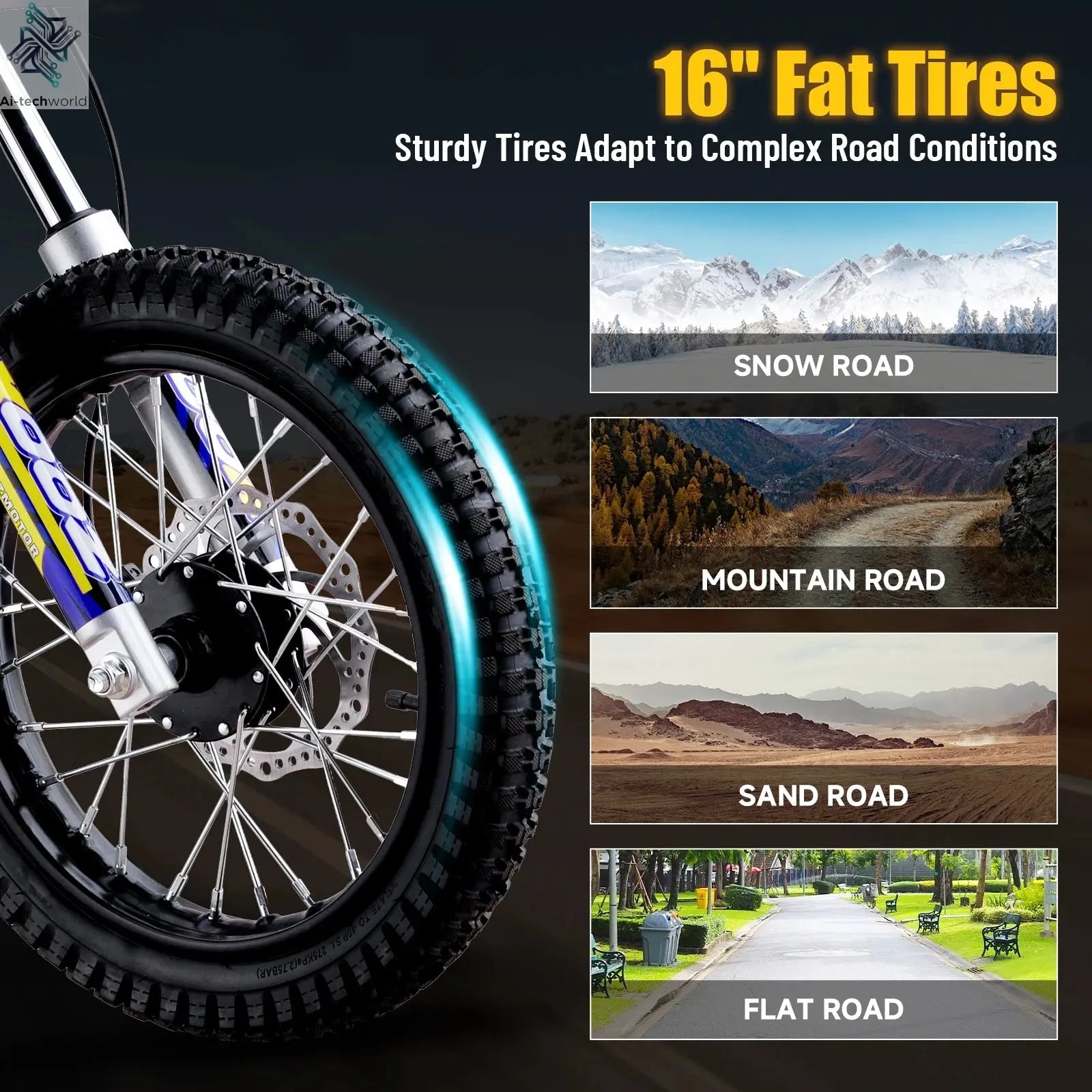 KOOZ HP112E PRO 36V 1000W Electric Motorcycle for Kids, Electric Dirt Bike Up to 20.6 MPH & 19 Miles Long-Range,UL 2849. Ai-TechWorld 