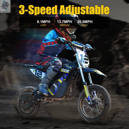 KOOZ HP112E PRO 36V 1000W Electric Motorcycle for Kids, Electric Dirt Bike Up to 20.6 MPH & 19 Miles Long-Range,UL 2849. Ai-TechWorld 