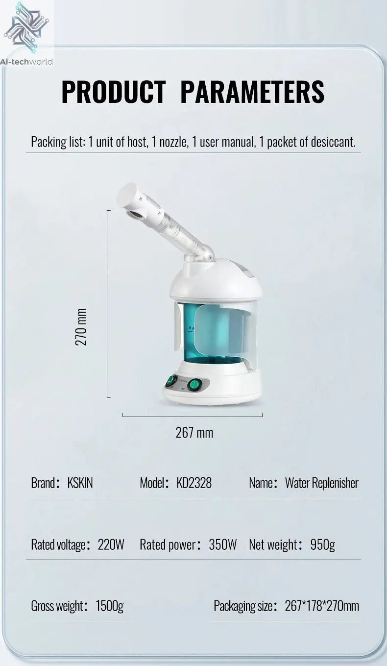KSKIN Custom Hot Sale Face Mist Spray Portable Facial Steamer For Face Professional Ionic Facial Steamer - Ai - TechWorld