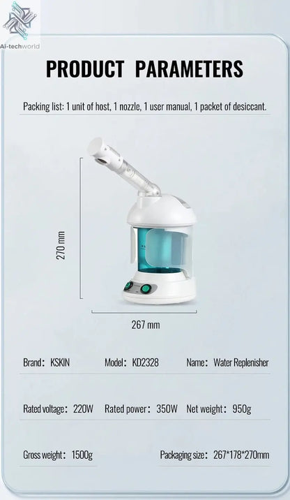 KSKIN Custom Hot Sale Face Mist Spray Portable Facial Steamer For Face Professional Ionic Facial Steamer - Ai - TechWorld