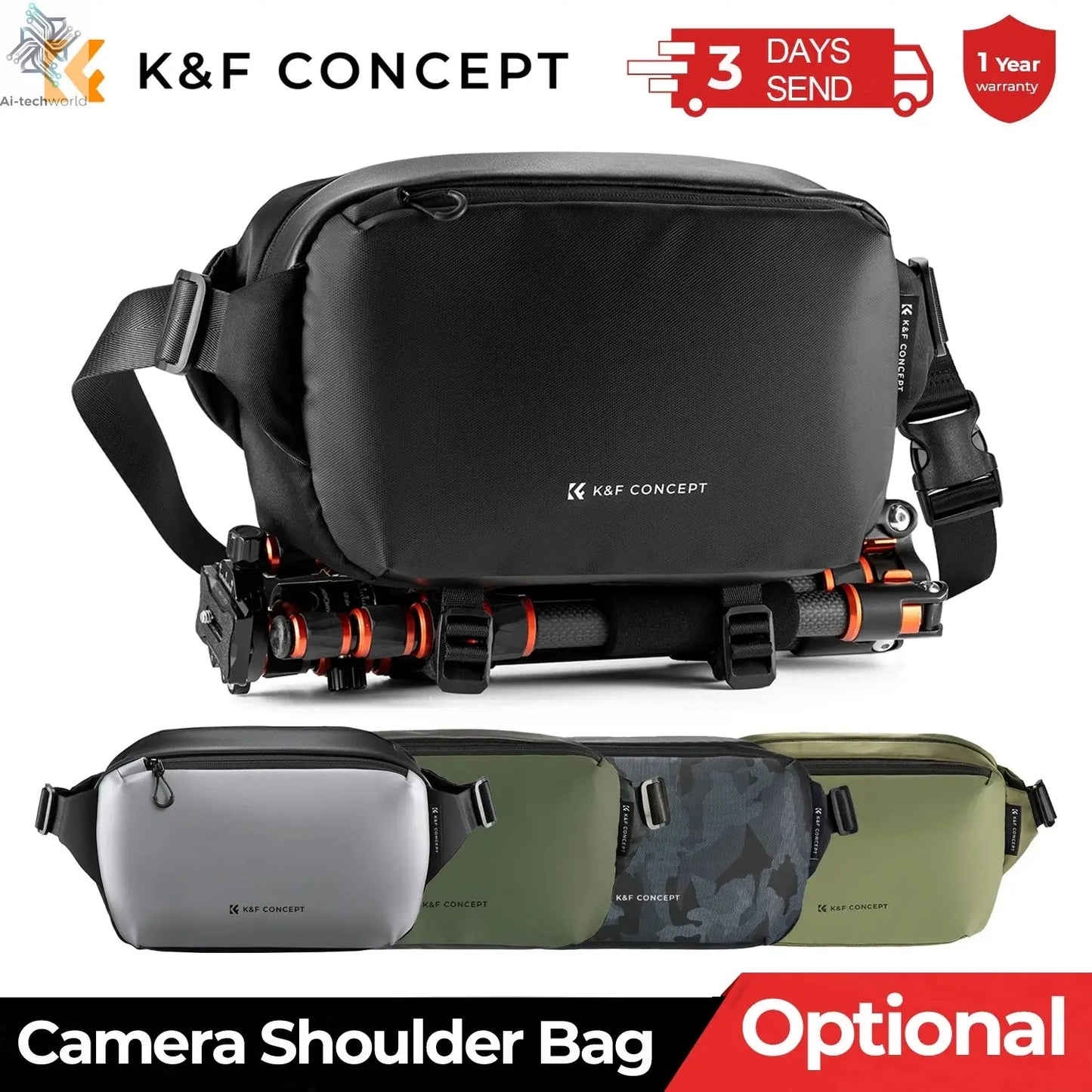 K&F CONCEPT 10L Camera Shoulder Bag for Digital Canon/Nikon/Sony/DJI Drone Lightweight Travel Photography Sling Bag Carry Pouchs Ai-TechWorld 