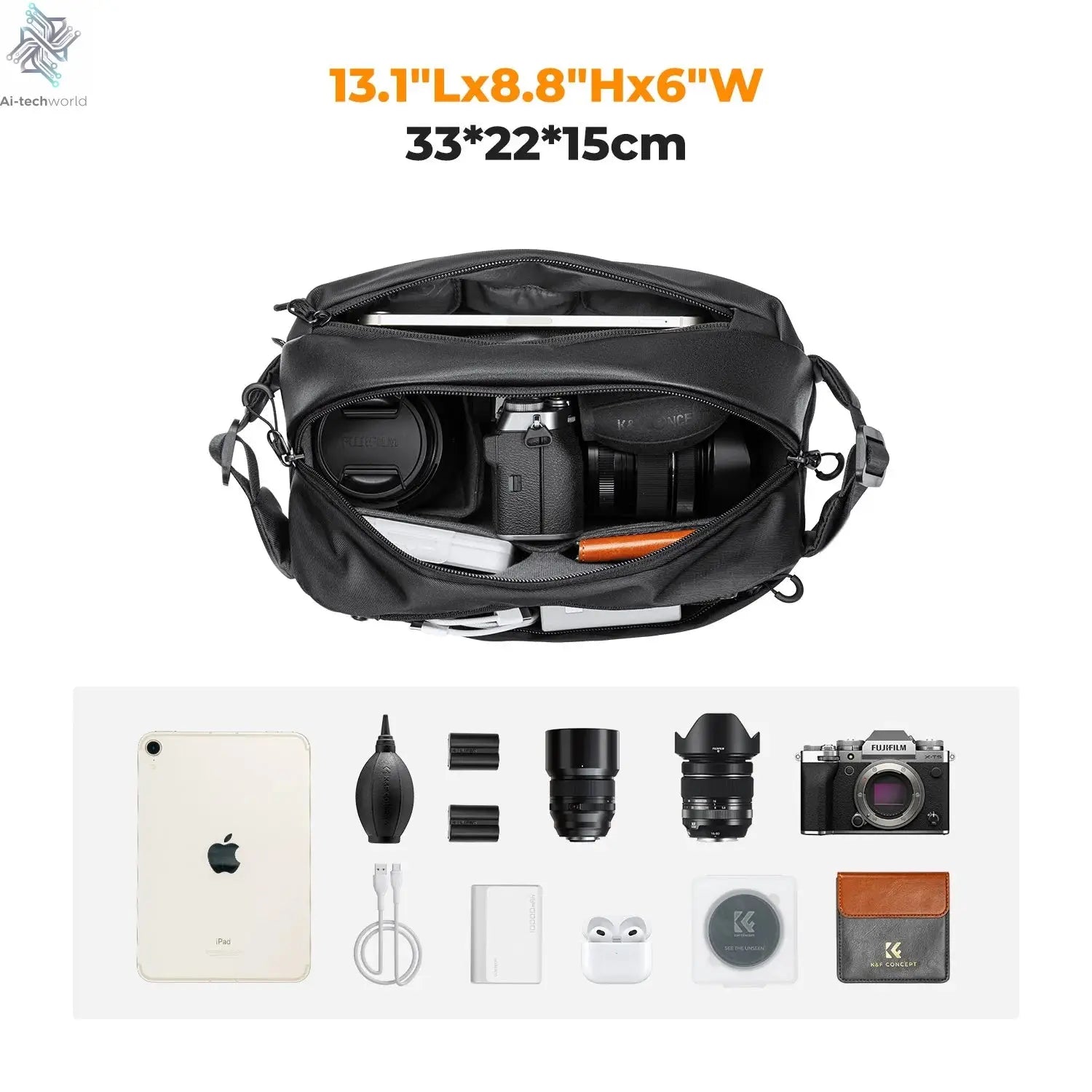 K&F CONCEPT 10L Camera Shoulder Bag for Digital Canon/Nikon/Sony/DJI Drone Lightweight Travel Photography Sling Bag Carry Pouchs Ai-TechWorld 