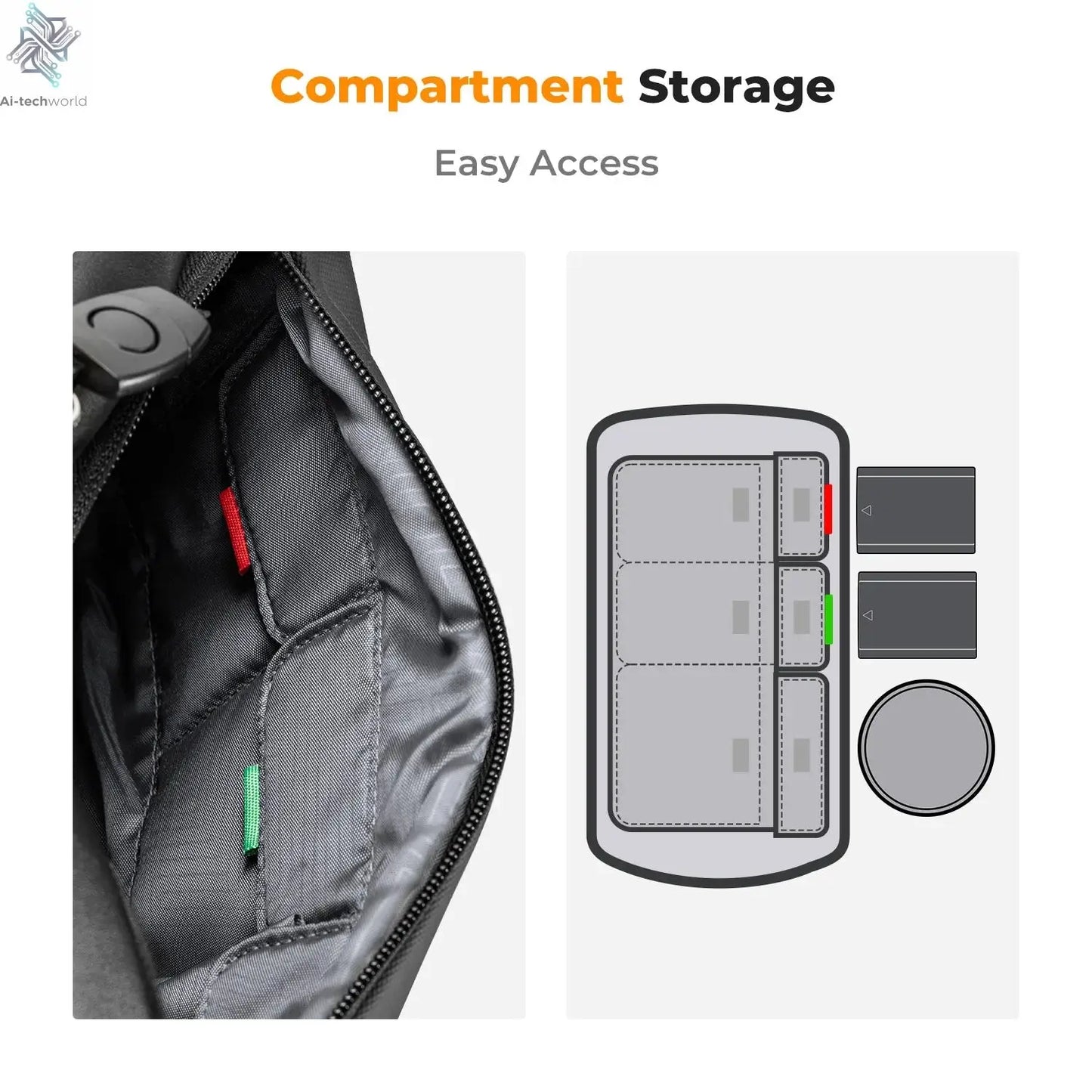 K&F CONCEPT 10L Camera Shoulder Bag for Digital Canon/Nikon/Sony/DJI Drone Lightweight Travel Photography Sling Bag Carry Pouchs Ai-TechWorld 