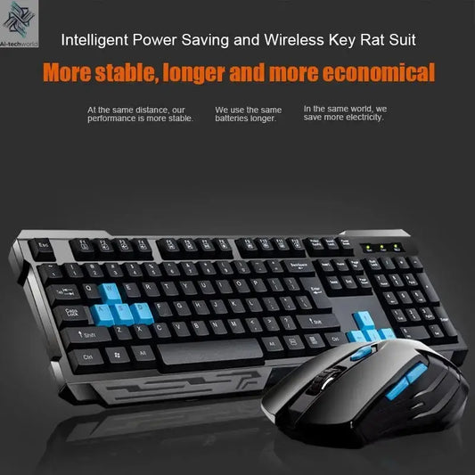 Keyboard Mouse Combos Waterproof Multimedia 2.4GHz Wireless Gaming Keyboard USB Cordless Mous NK-Shopping Ai-TechWorld 