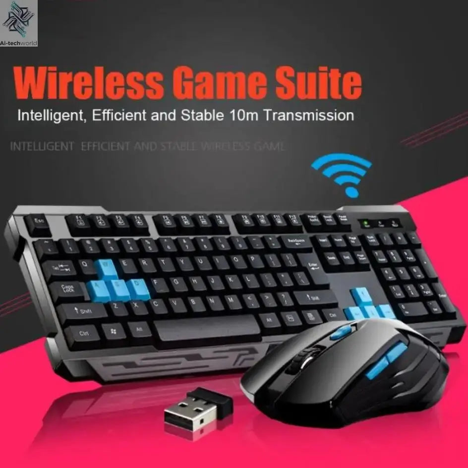 Keyboard Mouse Combos Waterproof Multimedia 2.4GHz Wireless Gaming Keyboard USB Cordless Mous NK-Shopping Ai-TechWorld 
