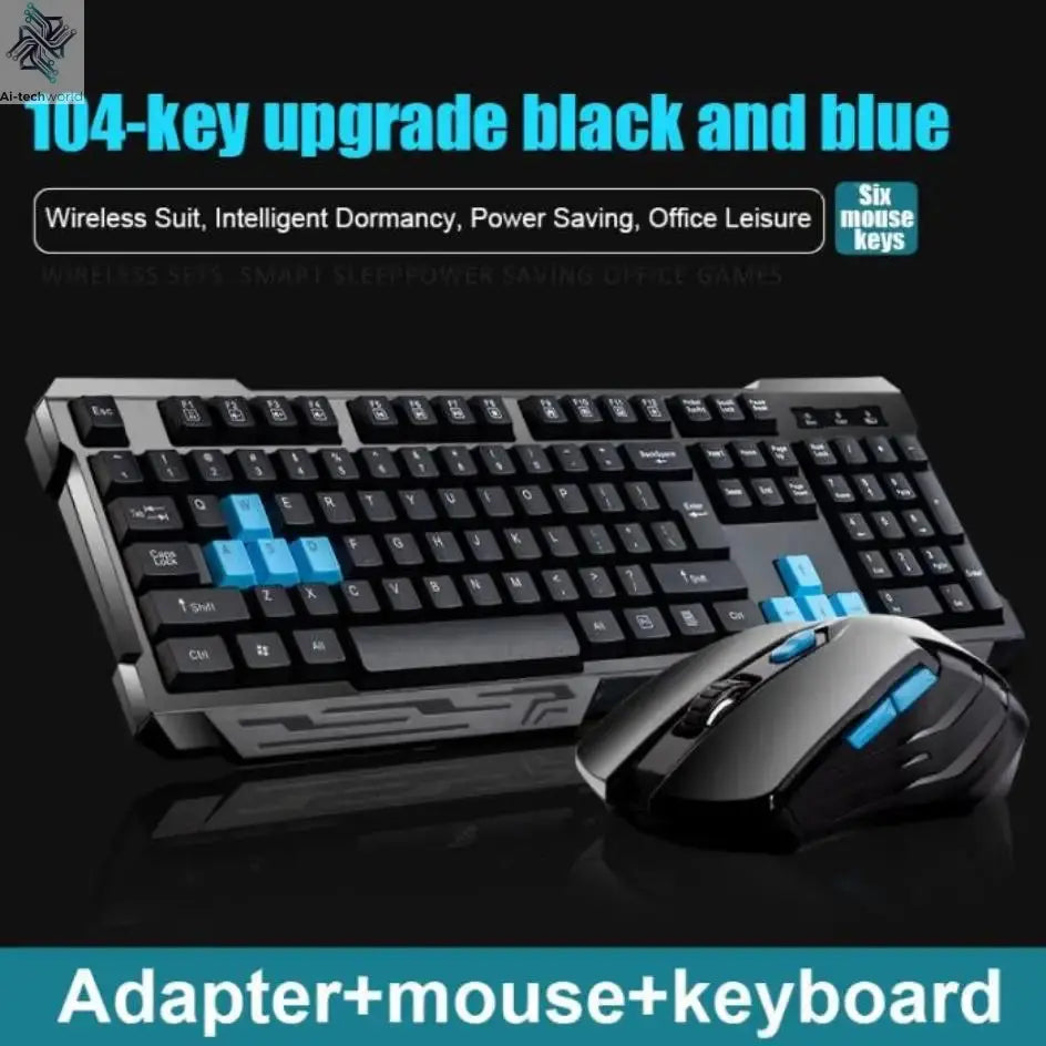 Keyboard Mouse Combos Waterproof Multimedia 2.4GHz Wireless Gaming Keyboard USB Cordless Mous NK-Shopping Ai-TechWorld 