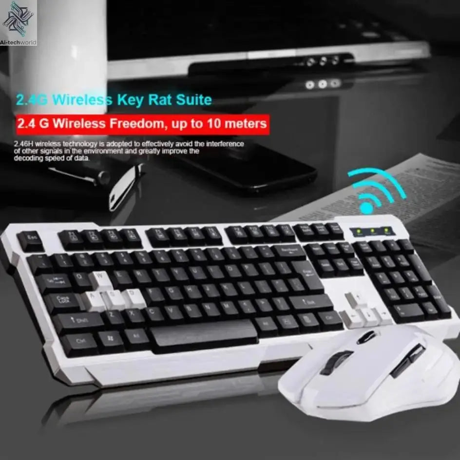 Keyboard Mouse Combos Waterproof Multimedia 2.4GHz Wireless Gaming Keyboard USB Cordless Mous NK-Shopping Ai-TechWorld 