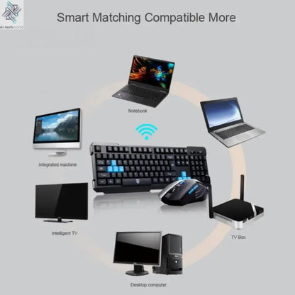Keyboard Mouse Combos Waterproof Multimedia 2.4GHz Wireless Gaming Keyboard USB Cordless Mous NK-Shopping Ai-TechWorld 