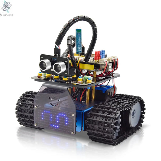 Keyestudio Upgrade Mini Smart Tank Robot V3.0 For Arduino Kit Robot Car DIY Programmable STEM Toys Compatible With Arduino&Mixly Ai-TechWorld 