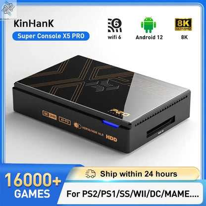 Kinhank Retro Video Game Consoles Super Console X5 PRO Plug and Play 4T with 16000 Games for PS2/WII/SS/DC/N64 Ai-TechWorld 