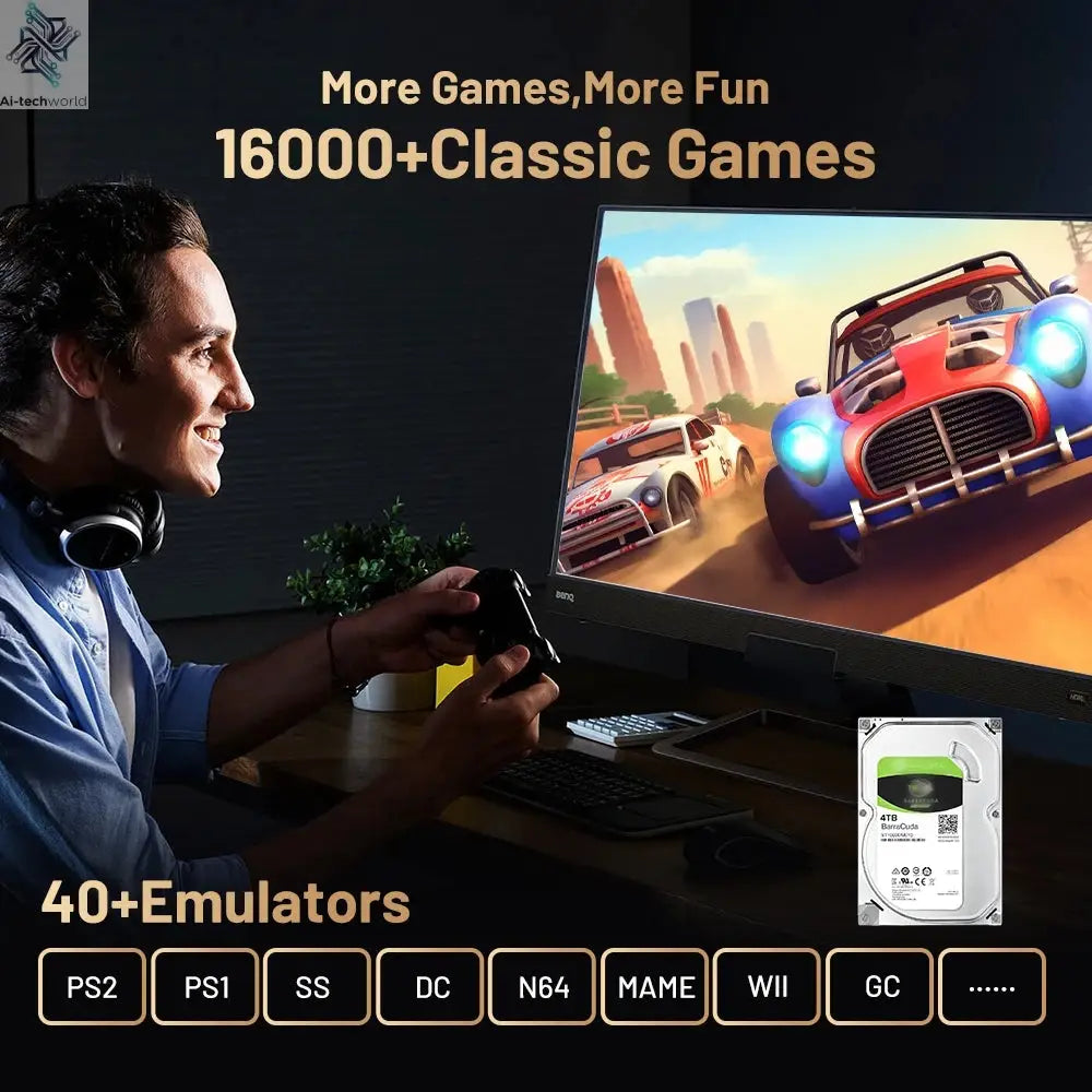 Kinhank Retro Video Game Consoles Super Console X5 PRO Plug and Play 4T with 16000 Games for PS2/WII/SS/DC/N64 Ai-TechWorld 