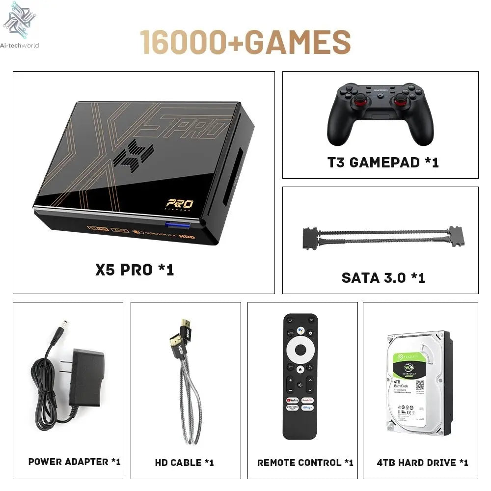 Kinhank Super Console X5 PRO Retro Video Game Consoles Plug and Play 4T with 16000 Games for PS2/WII/SS/DC/N64 Android 12 TV Box - Ai - TechWorld