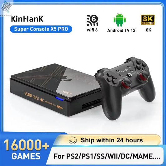 Kinhank Super Console X5 PRO Retro Video Game Consoles Plug and Play 4T with 16000 Games for PS2/WII/SS/DC/N64/MAME Ai-TechWorld 