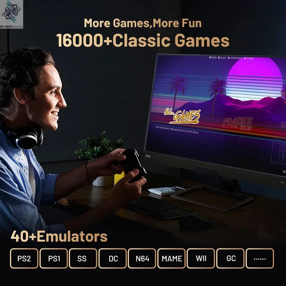 Kinhank Super Console X5 PRO Retro Video Game Consoles Plug and Play 4T with 16000 Games for PS2/WII/SS/DC/N64/MAME Ai-TechWorld 