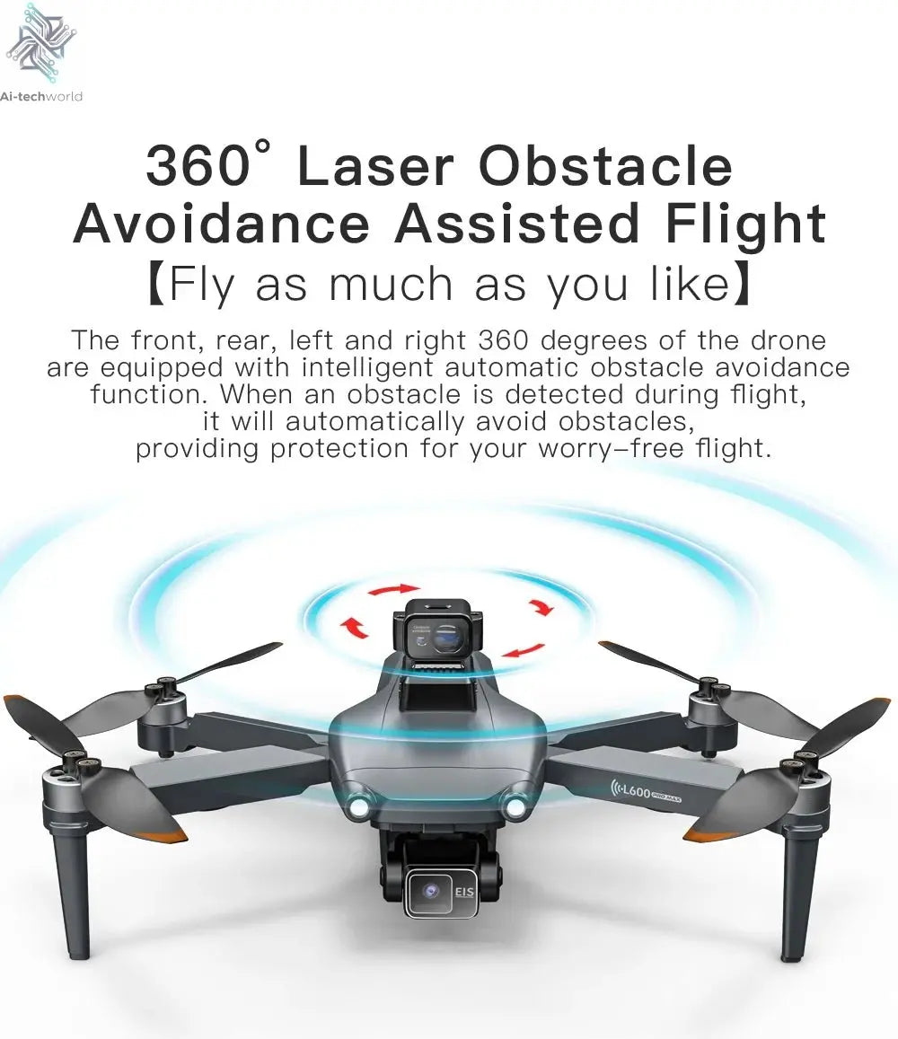L600 PRO MAX GPS Drone Professional 4K 3-Axis PTZ HD Dual Camera Obstacle Avoidance Brushless Motor 5G WIFI RC Quadcopter Toys Ai-TechWorld