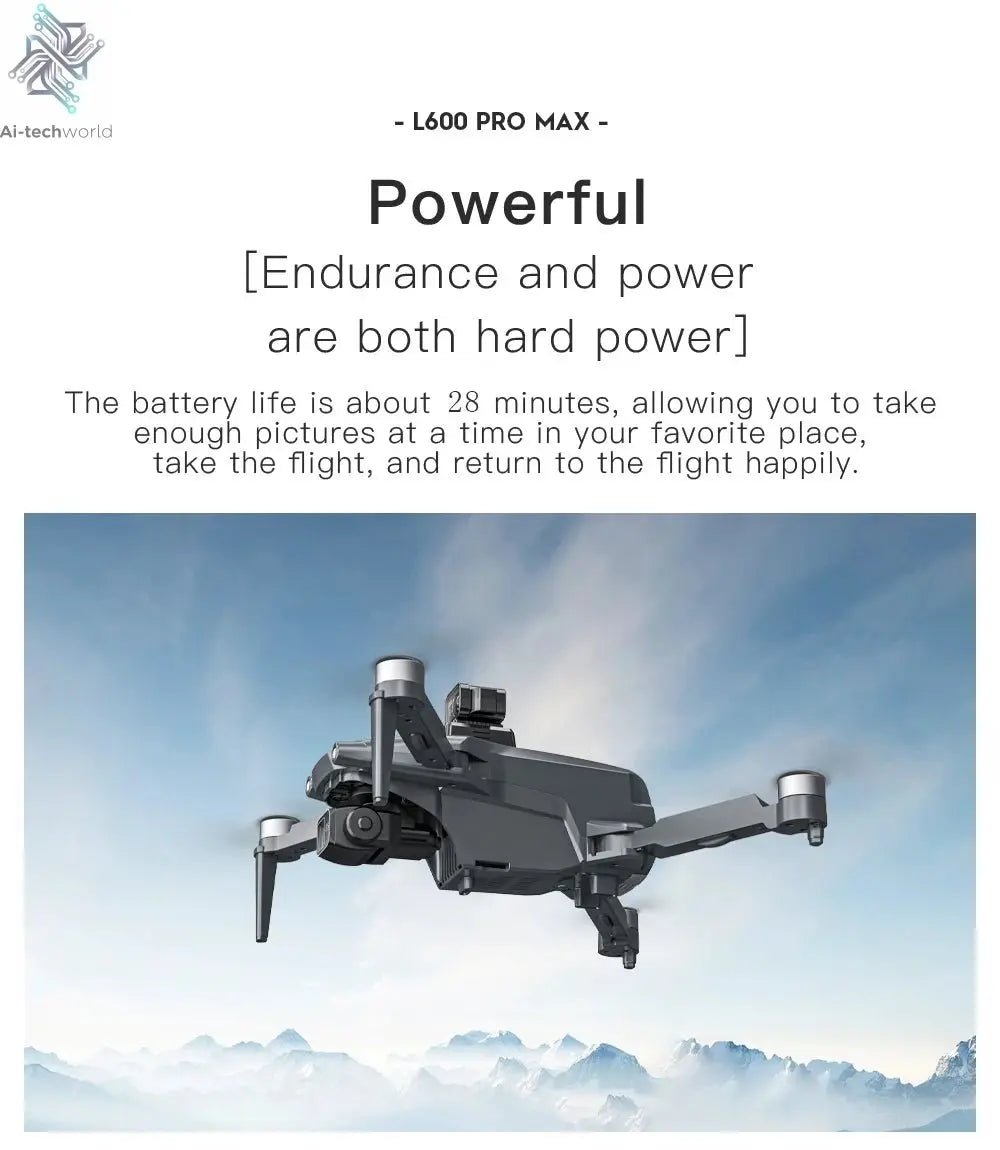 L600 PRO MAX GPS Drone Professional 4K 3-Axis PTZ HD Dual Camera Obstacle Avoidance Brushless Motor 5G WIFI RC Quadcopter Toys Ai-TechWorld