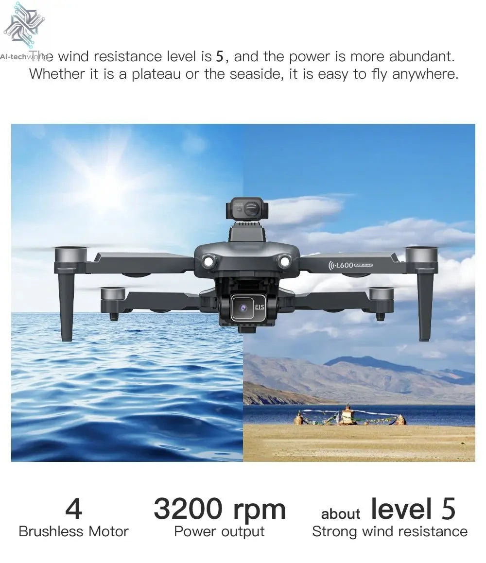 L600 PRO MAX GPS Drone Professional 4K 3-Axis PTZ HD Dual Camera Obstacle Avoidance Brushless Motor 5G WIFI RC Quadcopter Toys Ai-TechWorld