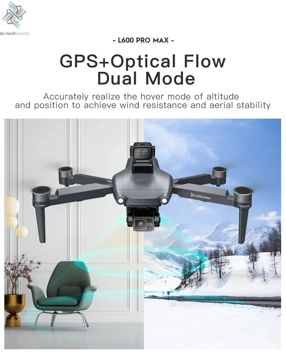 L600 PRO MAX GPS Drone Professional 4K 3-Axis PTZ HD Dual Camera Obstacle Avoidance Brushless Motor 5G WIFI RC Quadcopter Toys Ai-TechWorld