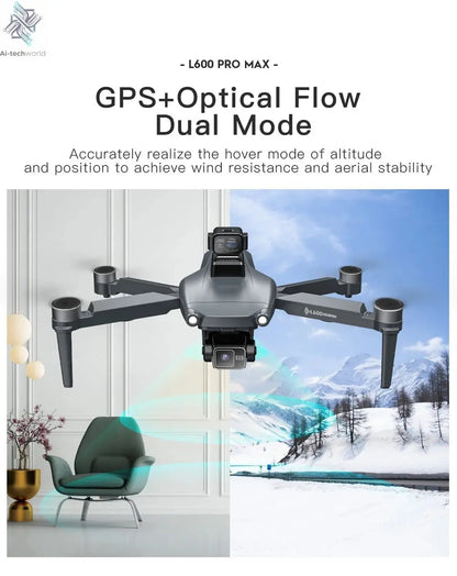 L600 PRO MAX GPS Drone Professional 4K 3-Axis PTZ HD Dual Camera Obstacle Avoidance Brushless Motor 5G WIFI RC Quadcopter Toys Ai-TechWorld
