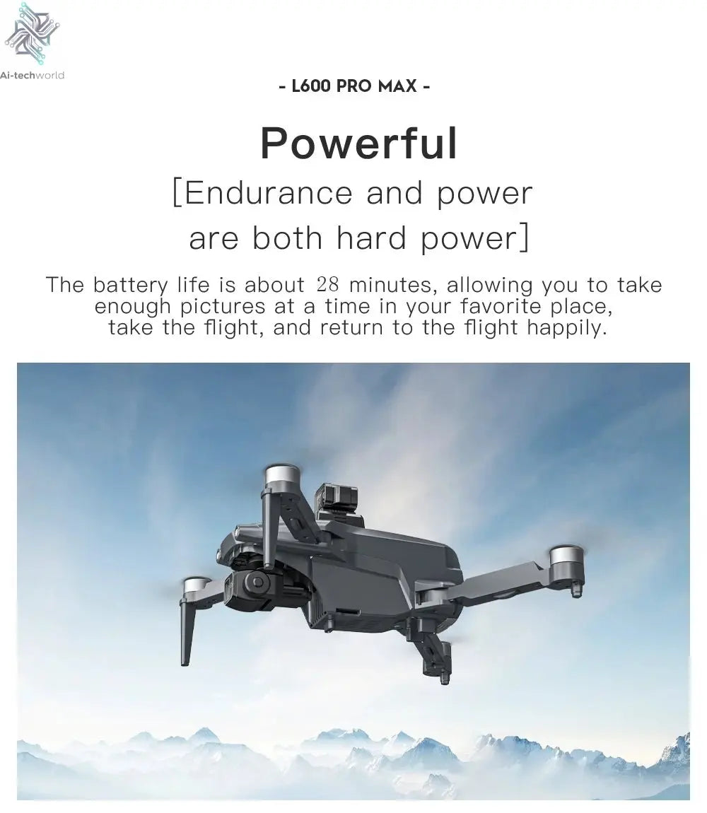 L600 PRO MAX GPS Drone Professional 4K 3-Axis PTZ HD Dual Camera Obstacle Avoidance Brushless Motor 5G WIFI RC Quadcopter Toys Ai-TechWorld