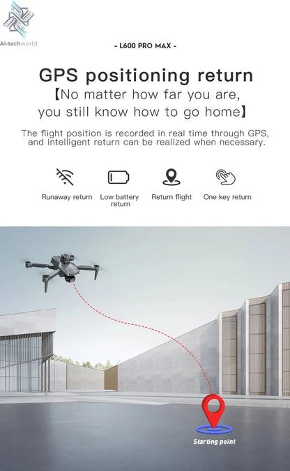 L600 PRO MAX GPS Drone Professional 4K 3-Axis PTZ HD Dual Camera Obstacle Avoidance Brushless Motor 5G WIFI RC Quadcopter Toys Ai-TechWorld