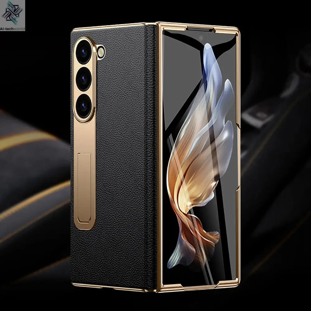 LANGSIDI Brand Luxury Genuine Leather Shockproof Case for Samsung Galaxy Z Fold 3 4 5 6 7 Magnetic Hinge Protective Stand Cover Ai-TechWorld 