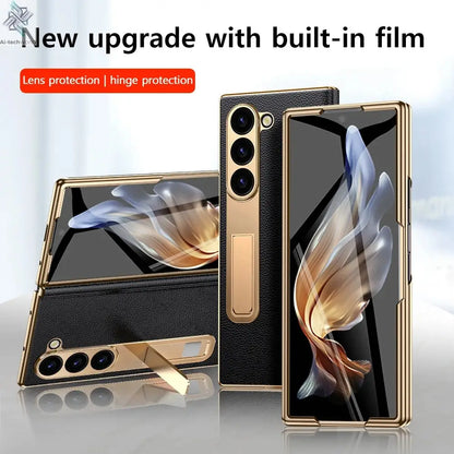 LANGSIDI Brand Luxury Genuine Leather Shockproof Case for Samsung Galaxy Z Fold 3 4 5 6 7 Magnetic Hinge Protective Stand Cover Ai-TechWorld 