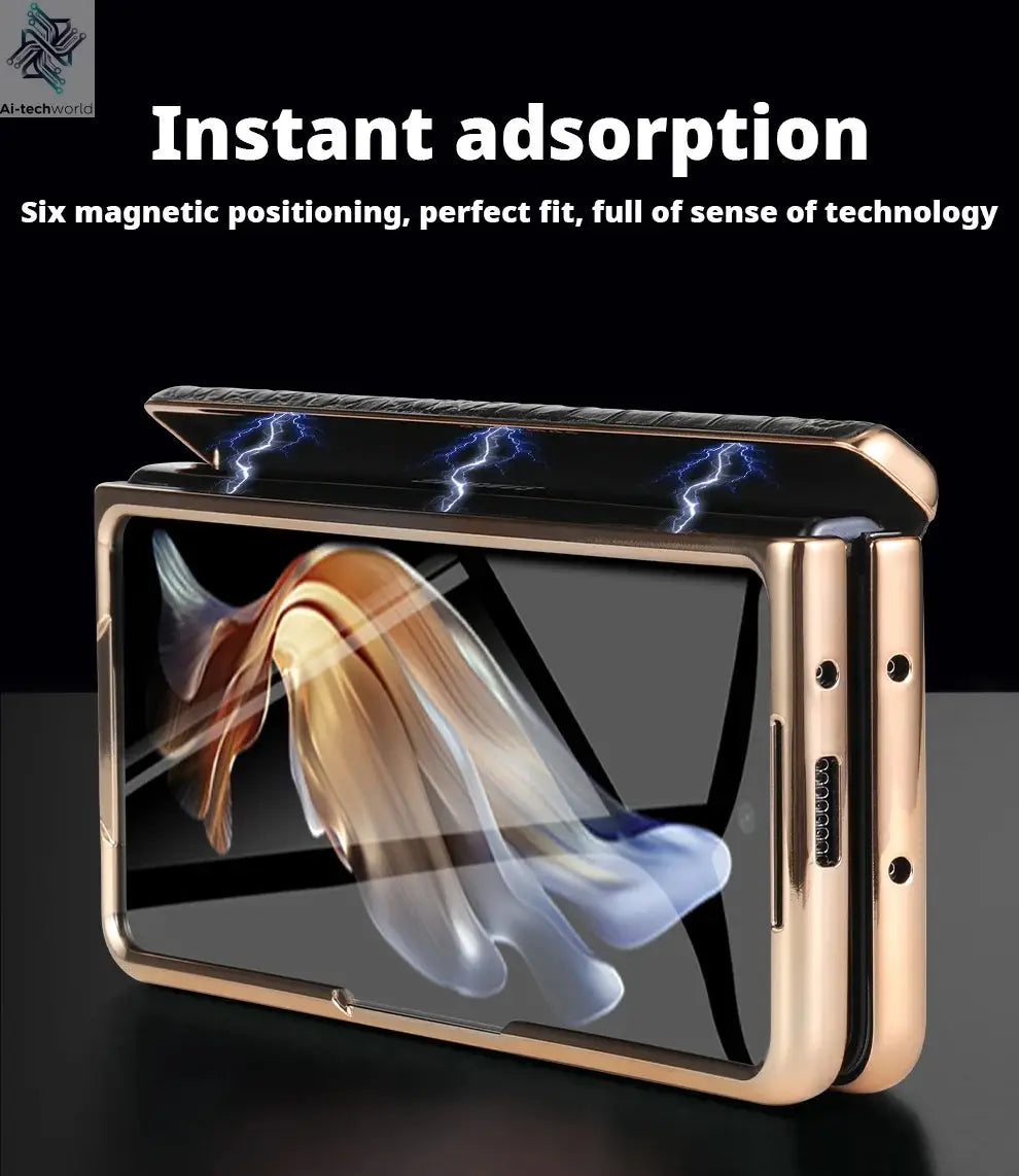 LANGSIDI Brand Luxury Genuine Leather Shockproof Case for Samsung Galaxy Z Fold 3 4 5 6 7 Magnetic Hinge Protective Stand Cover Ai-TechWorld 