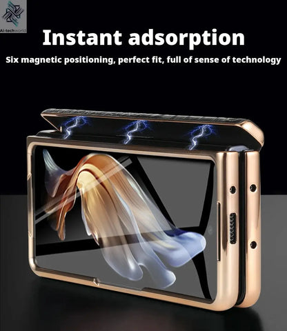 LANGSIDI Brand Luxury Genuine Leather Shockproof Case for Samsung Galaxy Z Fold 3 4 5 6 7 Magnetic Hinge Protective Stand Cover Ai-TechWorld 