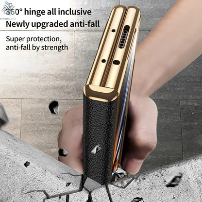 LANGSIDI Brand Luxury Genuine Leather Shockproof Case for Samsung Galaxy Z Fold 3 4 5 6 7 Magnetic Hinge Protective Stand Cover Ai-TechWorld 