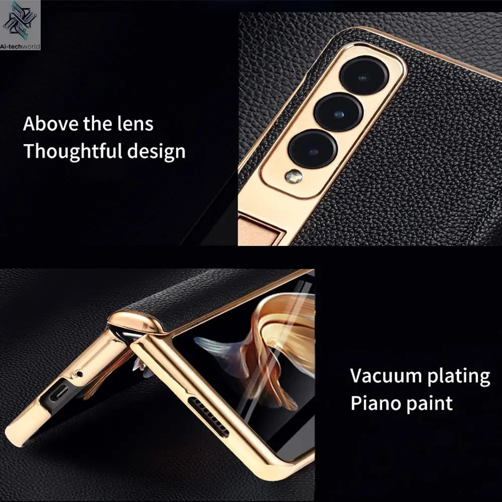 LANGSIDI Brand Luxury Genuine Leather Shockproof Case for Samsung Galaxy Z Fold 3 4 5 6 7 Magnetic Hinge Protective Stand Cover Ai-TechWorld 