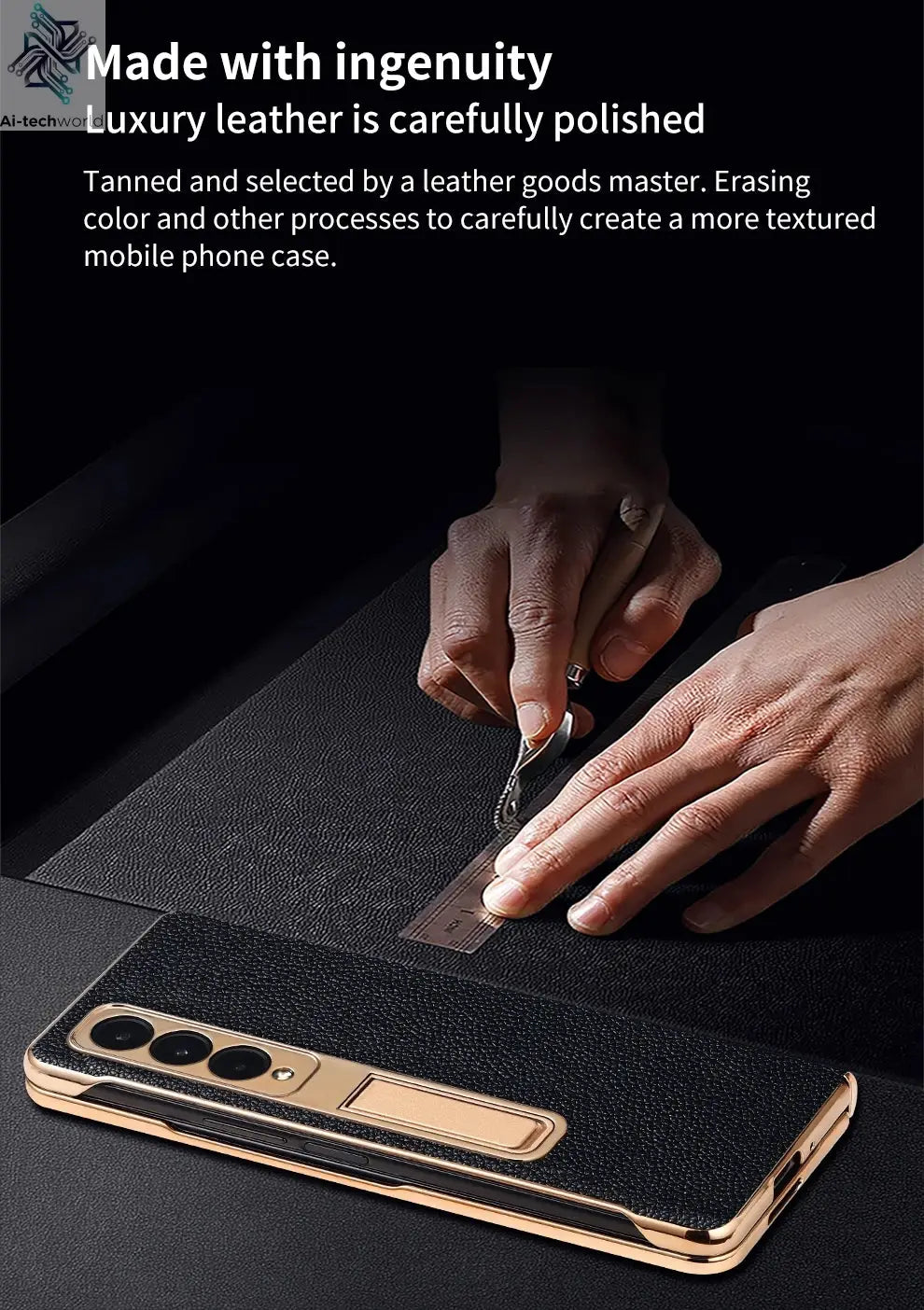 LANGSIDI Brand Luxury Genuine Leather Shockproof Case for Samsung Galaxy Z Fold 3 4 5 6 7 Magnetic Hinge Protective Stand Cover Ai-TechWorld 