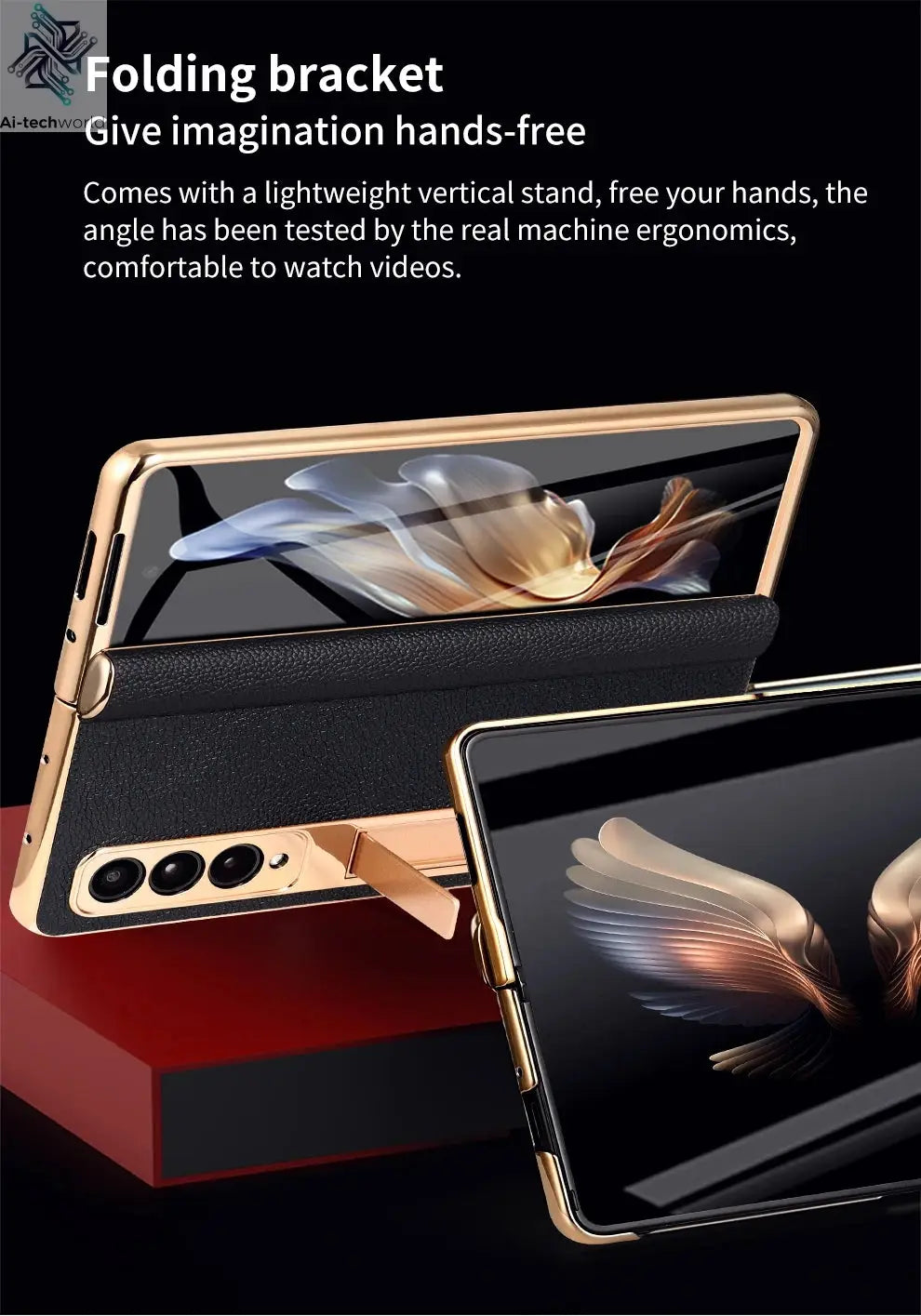 LANGSIDI Brand Luxury Genuine Leather Shockproof Case for Samsung Galaxy Z Fold 3 4 5 6 7 Magnetic Hinge Protective Stand Cover Ai-TechWorld 