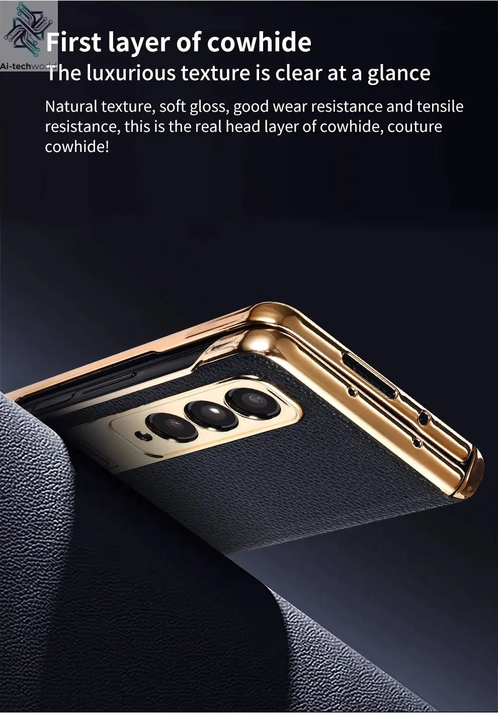 LANGSIDI Brand Luxury Genuine Leather Shockproof Case for Samsung Galaxy Z Fold 3 4 5 6 7 Magnetic Hinge Protective Stand Cover Ai-TechWorld 