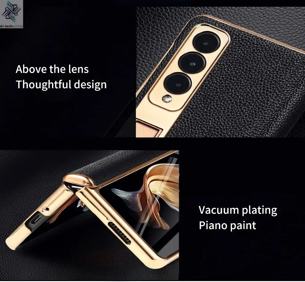 LANGSIDI Brand Luxury Genuine Leather Shockproof Case for Samsung Galaxy Z Fold 3 4 5 6 7 Magnetic Hinge Protective Stand Cover Ai-TechWorld 