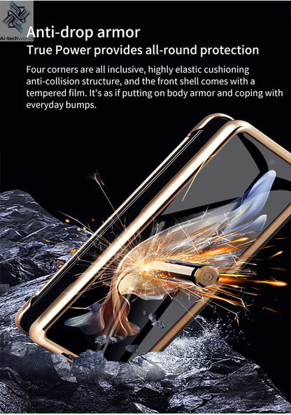 LANGSIDI Brand Luxury Genuine Leather Shockproof Case for Samsung Galaxy Z Fold 3 4 5 6 7 Magnetic Hinge Protective Stand Cover Ai-TechWorld 