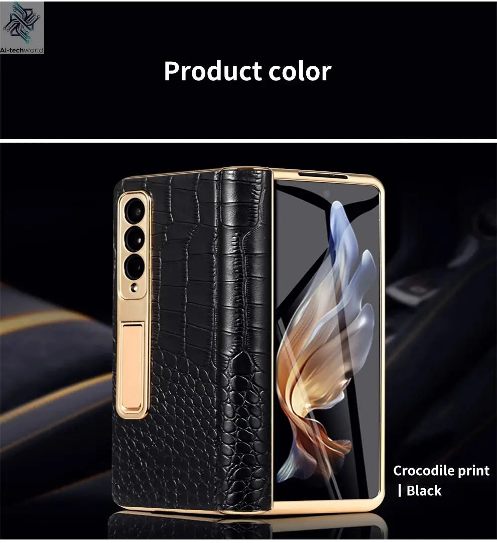 LANGSIDI Brand Luxury Genuine Leather Shockproof Case for Samsung Galaxy Z Fold 3 4 5 6 7 Magnetic Hinge Protective Stand Cover Ai-TechWorld 