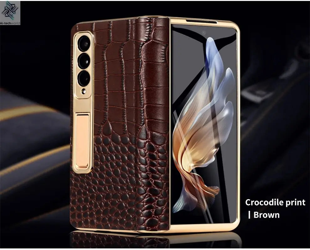 LANGSIDI Brand Luxury Genuine Leather Shockproof Case for Samsung Galaxy Z Fold 3 4 5 6 7 Magnetic Hinge Protective Stand Cover Ai-TechWorld 