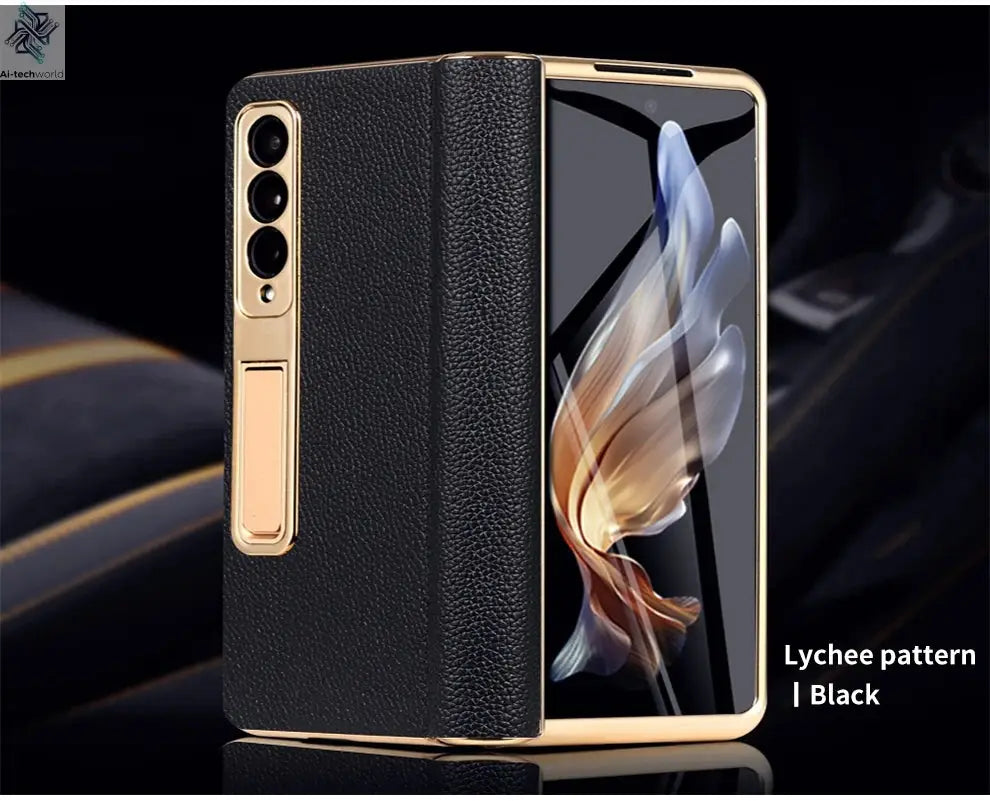 LANGSIDI Brand Luxury Genuine Leather Shockproof Case for Samsung Galaxy Z Fold 3 4 5 6 7 Magnetic Hinge Protective Stand Cover Ai-TechWorld 