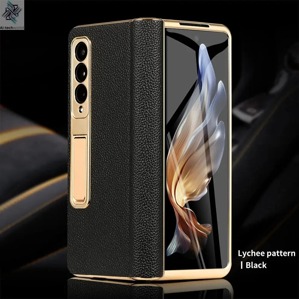 LANGSIDI Brand Luxury Genuine Leather Shockproof Case for Samsung Galaxy Z Fold 3 4 5 6 7 Magnetic Hinge Protective Stand Cover Ai-TechWorld 