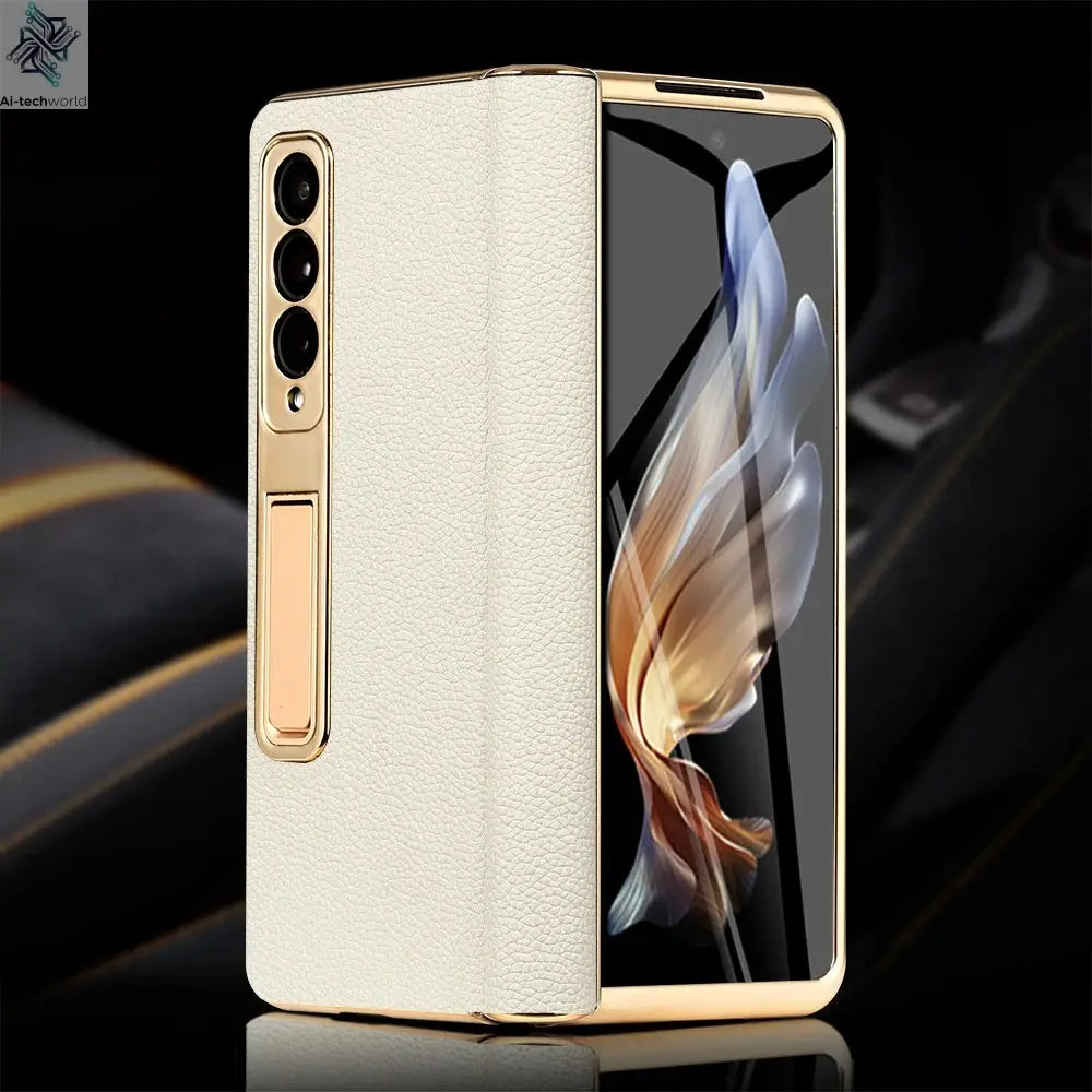 LANGSIDI Brand Luxury Genuine Leather Shockproof Case for Samsung Galaxy Z Fold 3 4 5 6 7 Magnetic Hinge Protective Stand Cover Ai-TechWorld 