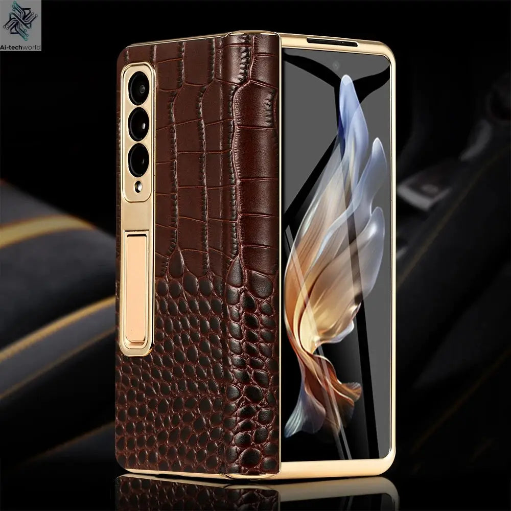 LANGSIDI Brand Luxury Genuine Leather Shockproof Case for Samsung Galaxy Z Fold 3 4 5 6 7 Magnetic Hinge Protective Stand Cover Ai-TechWorld 
